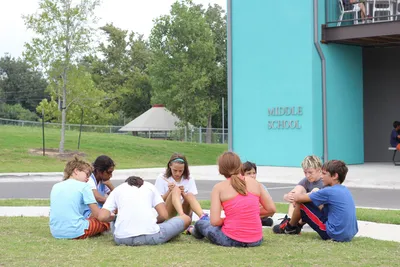 Young teens collaborating in the Middle School Studio